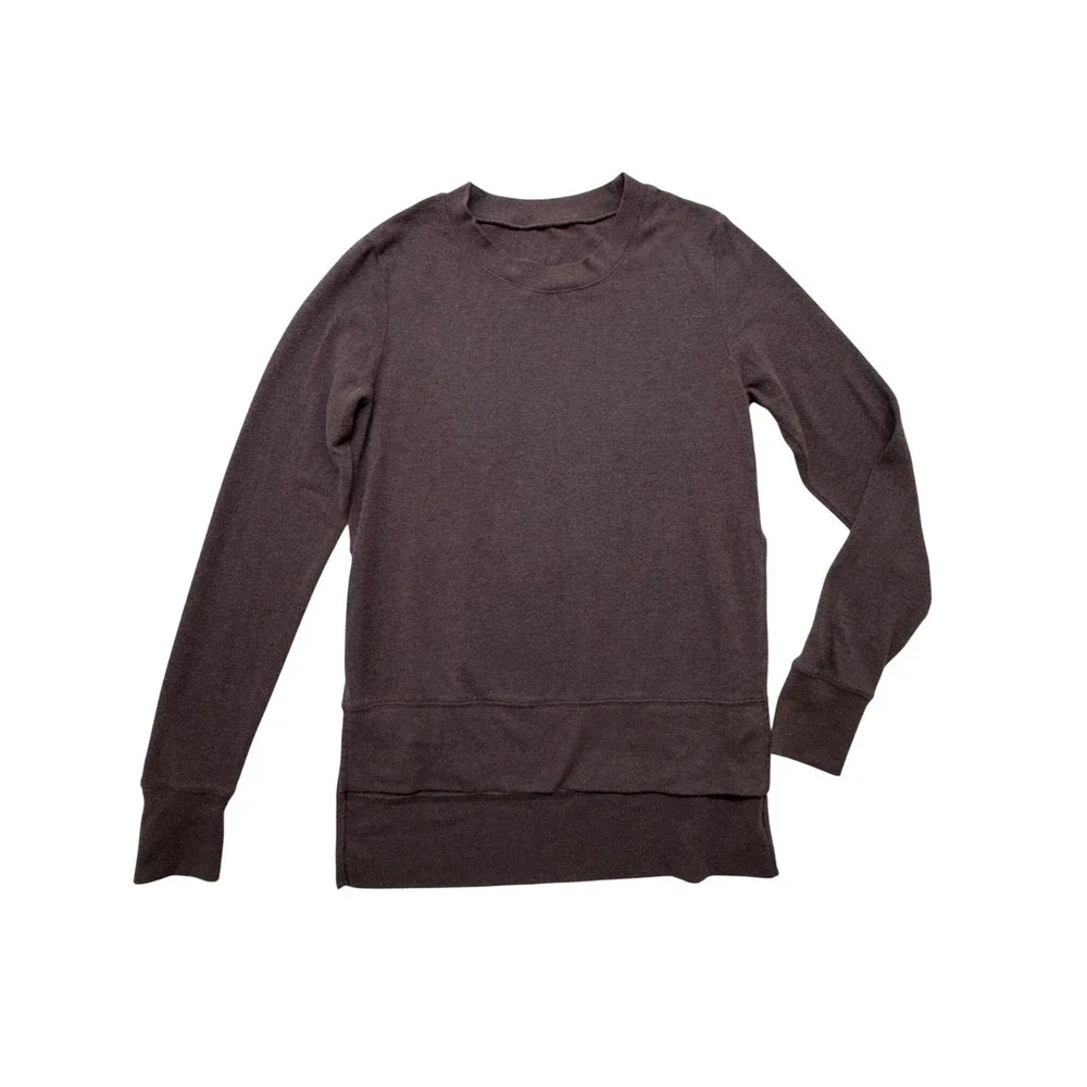 Alo Yoga Long Sleeve High Low Tunic Top Dark Plum Brown S
